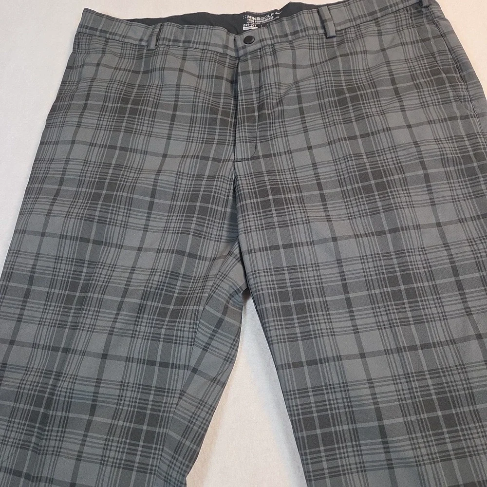 NIKE GOLF Men's Tour Performance Dri-Fit Plaid Golf Pants Gray & Charcoal 40X30